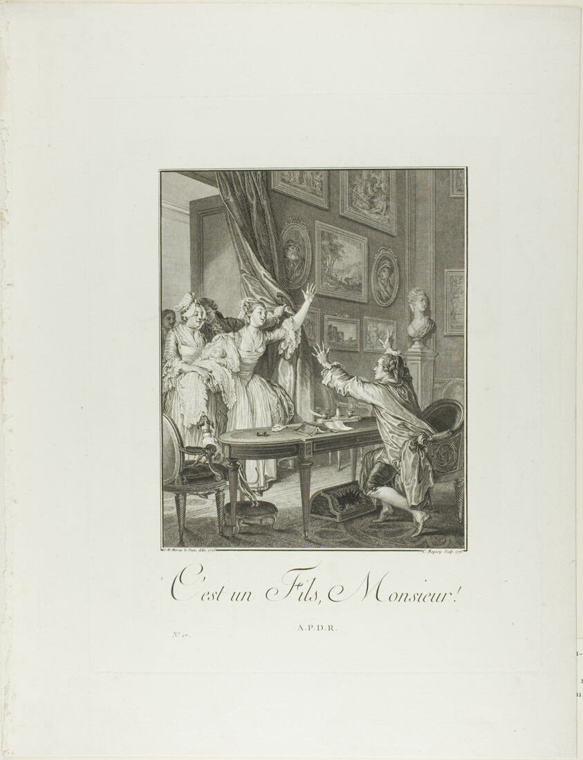 C'est un Fils, Monsieur! (It's a Boy, Sir!, from Monument du Costume Physique et Moral de la fin du Dix-huitième siècle)