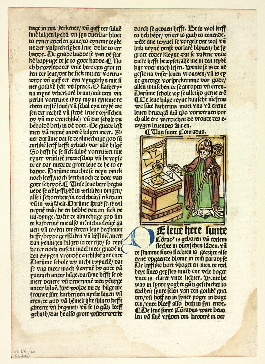 Saint Conrad from Der Heiligen Leben, Winterteil (Lives of the Saints, Wintertime), Plate 40 from Woodcuts from Books of the 15th Century
