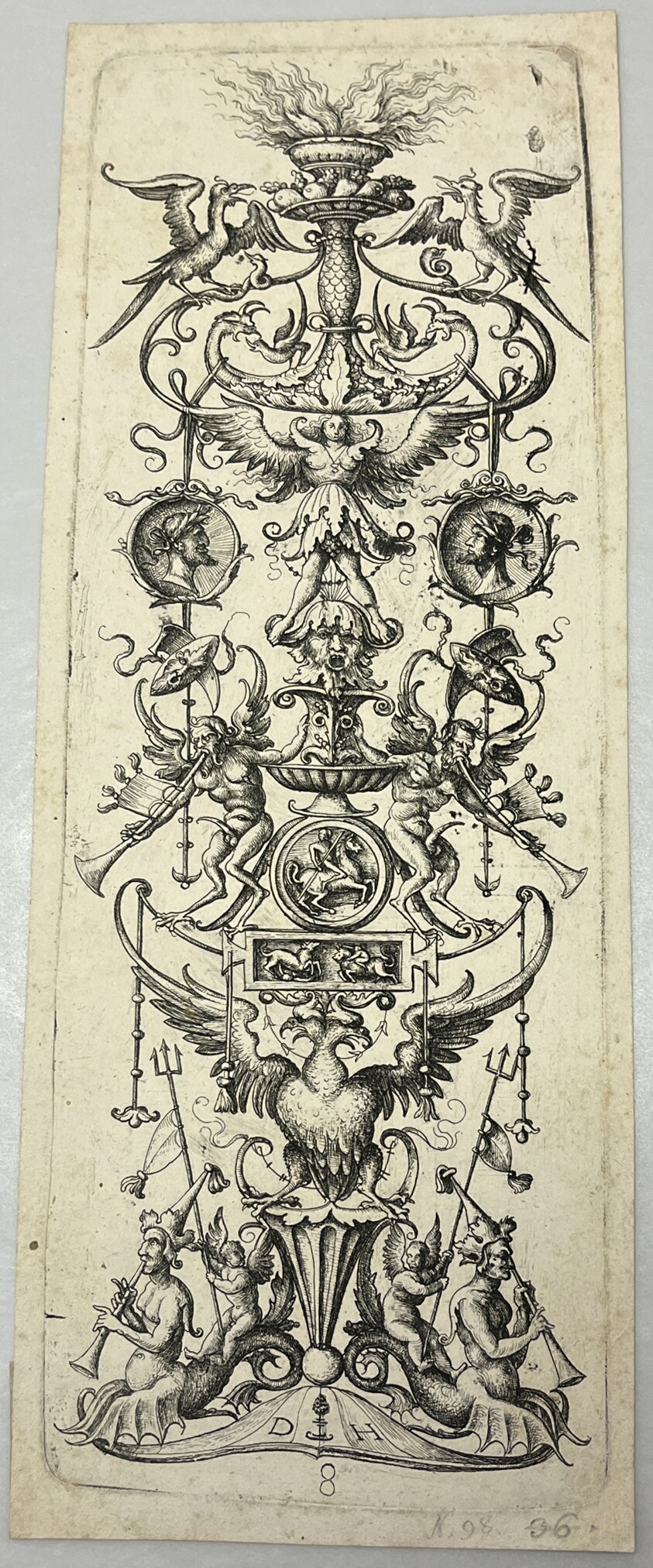Grotesque Candelabra with Musical Sayrs and Relief Medallions