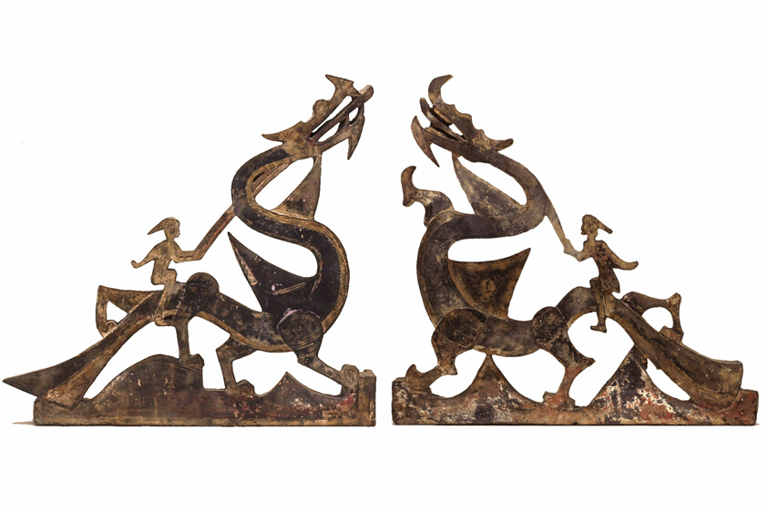 Immortals Riding Dragons: Sections of a Tomb Pediment