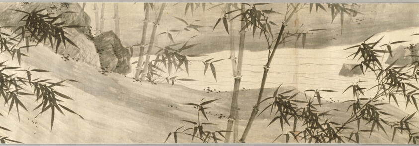 Bamboo-Covered Stream in Spring Rain