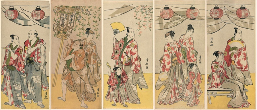 Eleven Actors Celebrating the Festival of the Shrine of the Soga Brothers