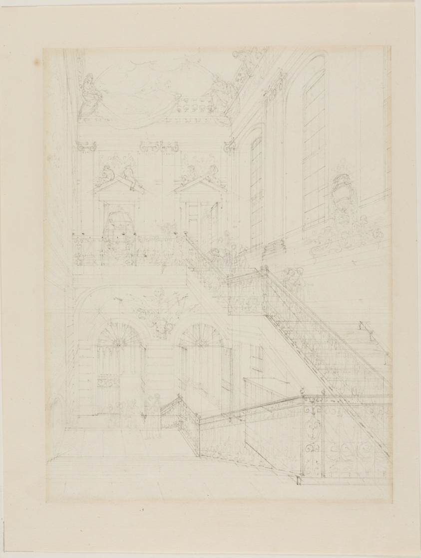Study for The Hall and Staircase, British Museum, from Microcosm of London