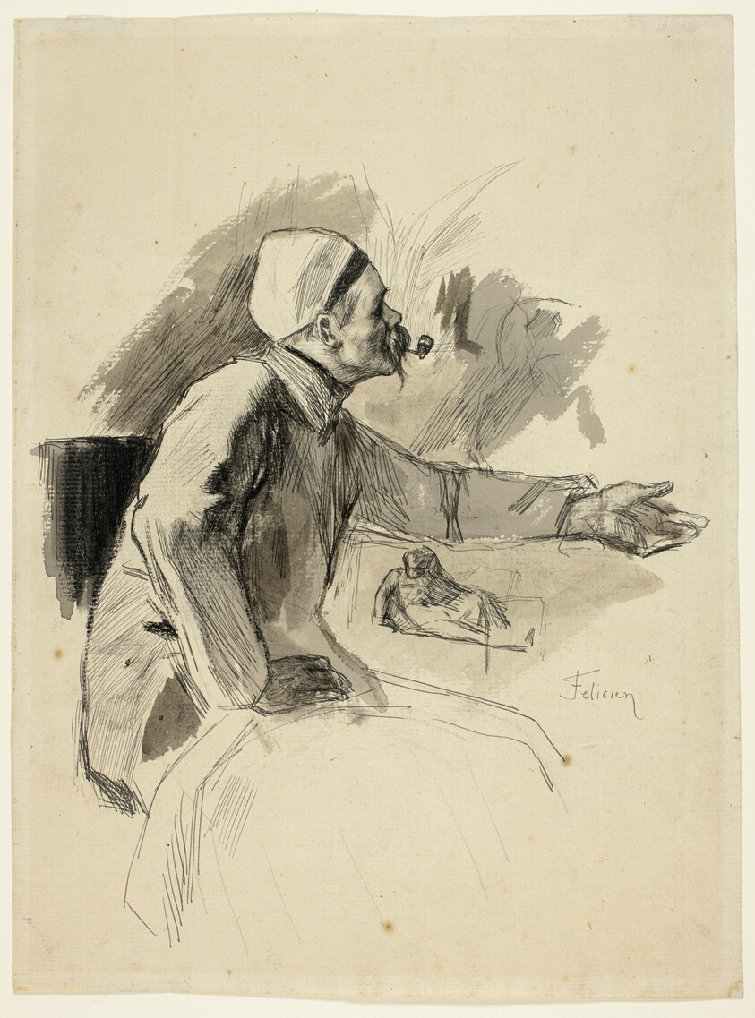 Seated Man with Extended Left Arm