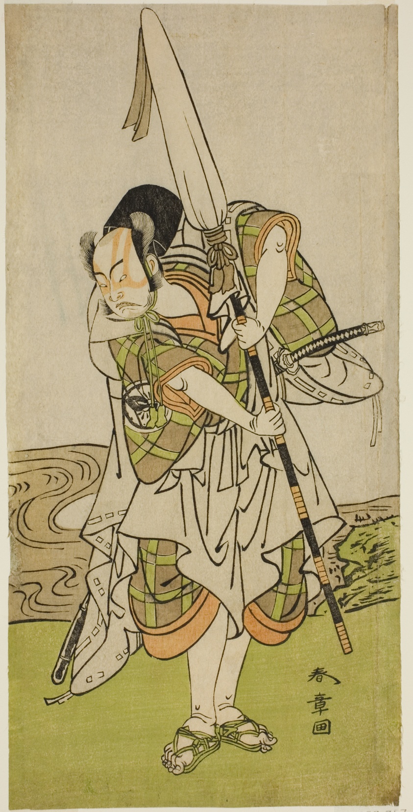 The Actor Nakamura Juzo II as Asahara Hachiro Disguised as the Servant of a Princely Family, in the Play Onna Aruji Hatsuyuki no Sekai, Performed at the Morita Theater in the Eleventh Month, 1773