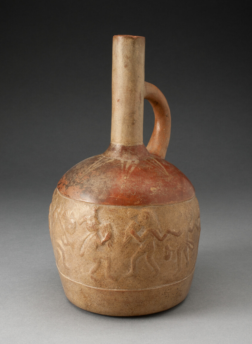 Handle Spout Jug with Relief Depicting Skeletal Musicians Dancing