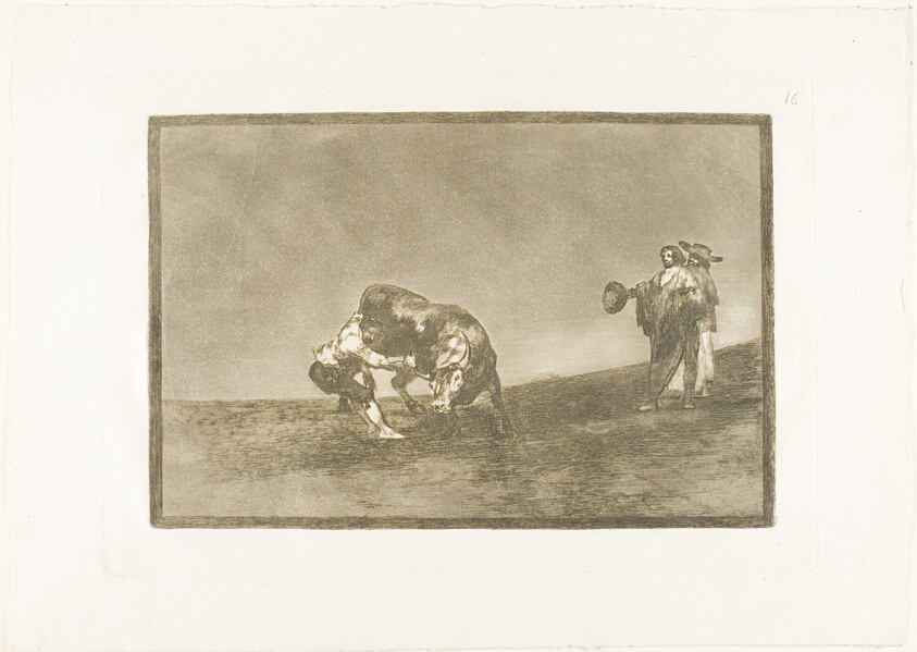 The Same Man Throws a Bull in the Ring at Madrid, plate 16 from The Art of Bullfighting