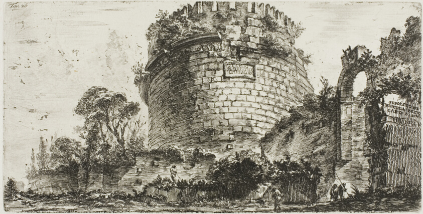 Tomb of Caecilia Metella called Capo di Bove [Ox Head], plate twenty from Some Views of Triumphal Arches and other monuments