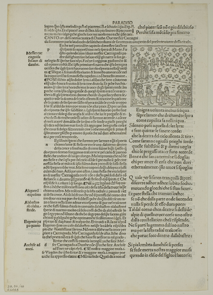 Paradise: Canto XV (Fifth Heaven, Sphere of Mars) from Divina Commedia (Divine Comedy), Plate 48 from Woodcuts from Books of the 15th Century