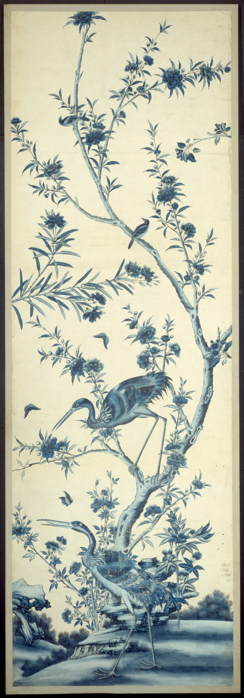 Wallpaper Panel with Birds and Flowering Trees