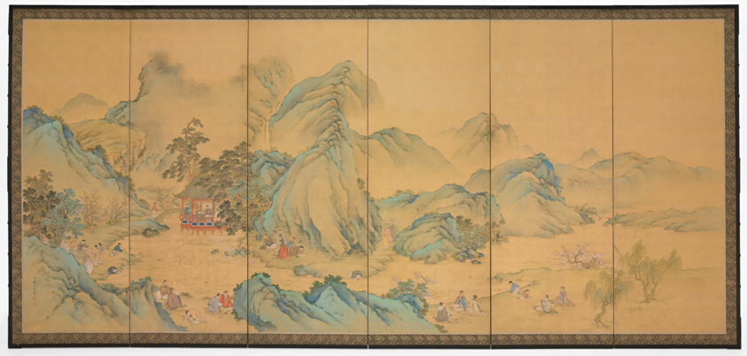 The Gathering at the Orchid Pavilion (front); Geese among Reeds (back)