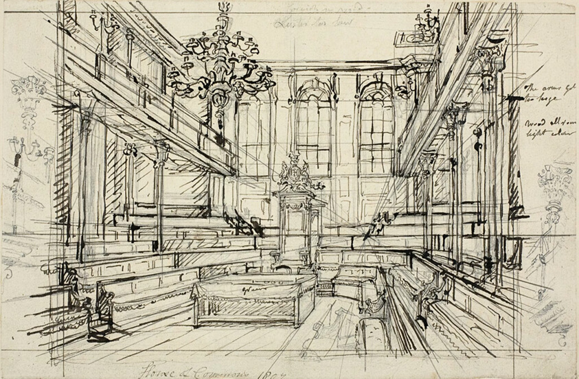 Study for House of Commons, from Microcosm of London
