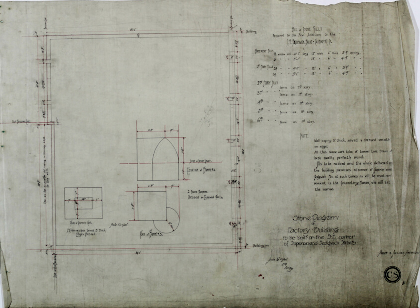 Brunswick Balke Collender Company Factory Building, Chicago, Illinois, Stone Specifications