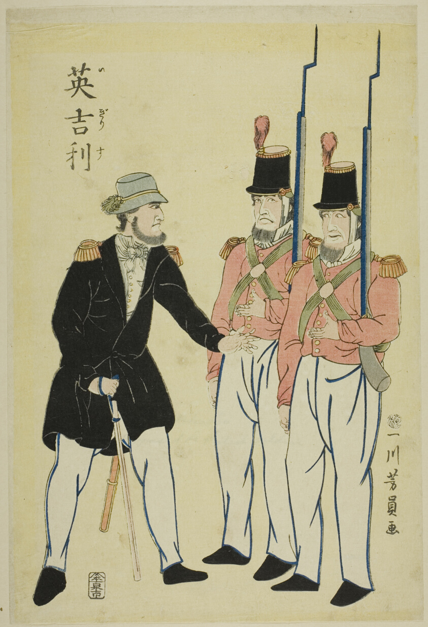 English officer and soldiers