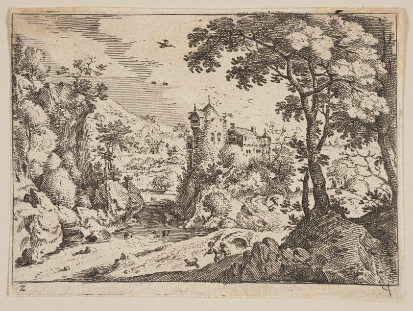 Stream between Rocky Hillside and Castle, from Landscapes