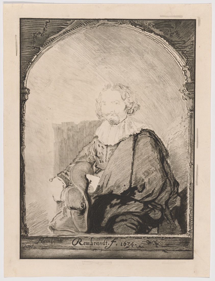 Portrait of a Man in an Armchair, from Collection d'imitations de Dessins d'après les Principaux Maîtres Hollandais et Flamands