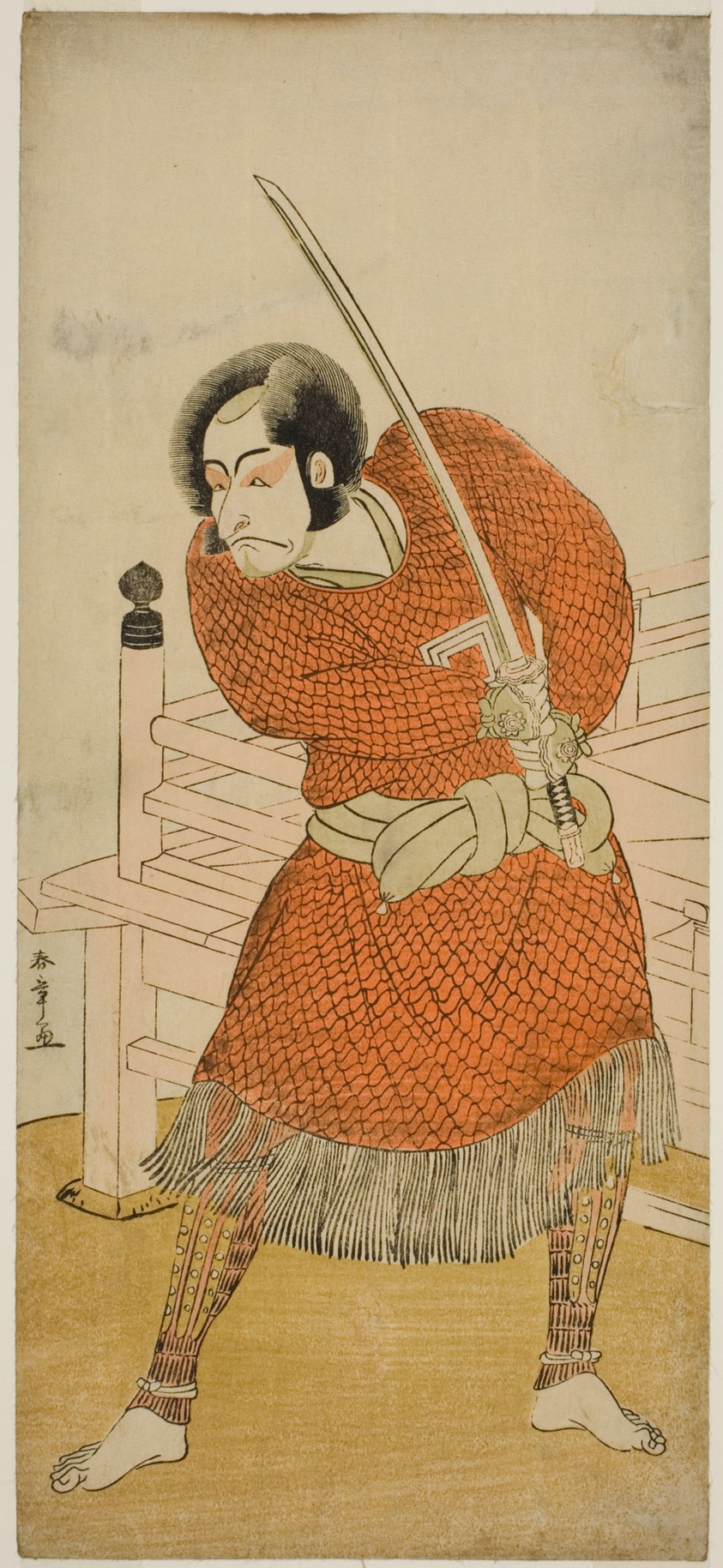 The Actor Ichikawa Danjuro V as Abe no Sadato in the Play Oshu Adachi ga Hara, Performed at the Ichimura Theater in the Fifth Month, 1777