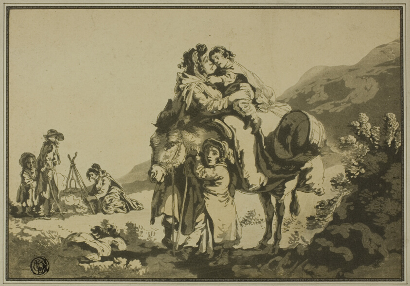Family of Travelers Resting