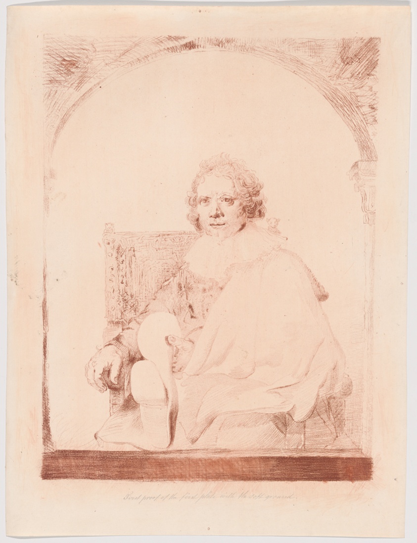 Portrait of a Man in an Armchair, from Collection d'imitations de Dessins d'après les Principaux Maîtres Hollandais et Flamands