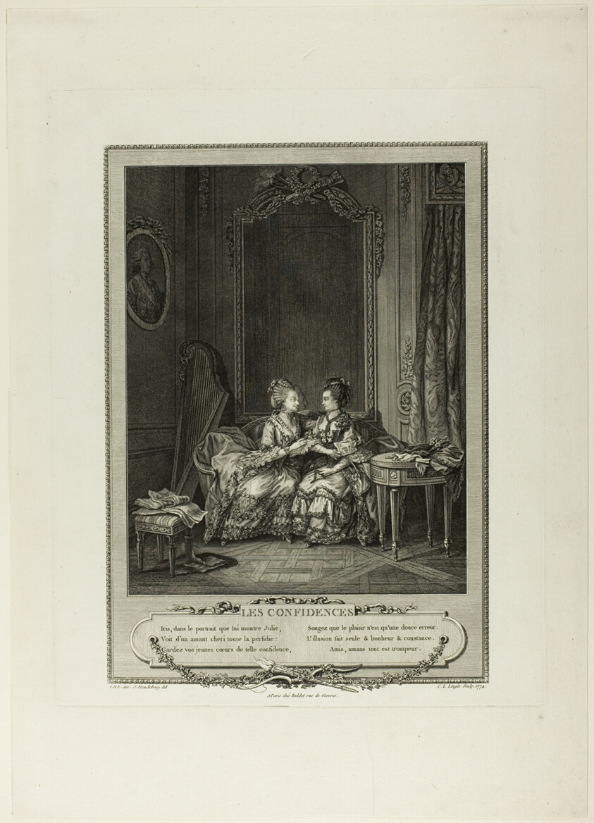 Les Confidences (Confidences, from  from Monument du Costume Physique et Moral de la fin du Dix-huitième siècle)
