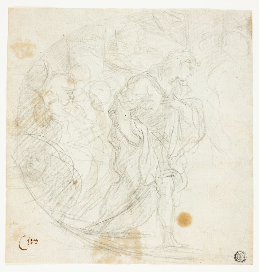 Unidentified Biblical Scene (recto); Sketches (verso)