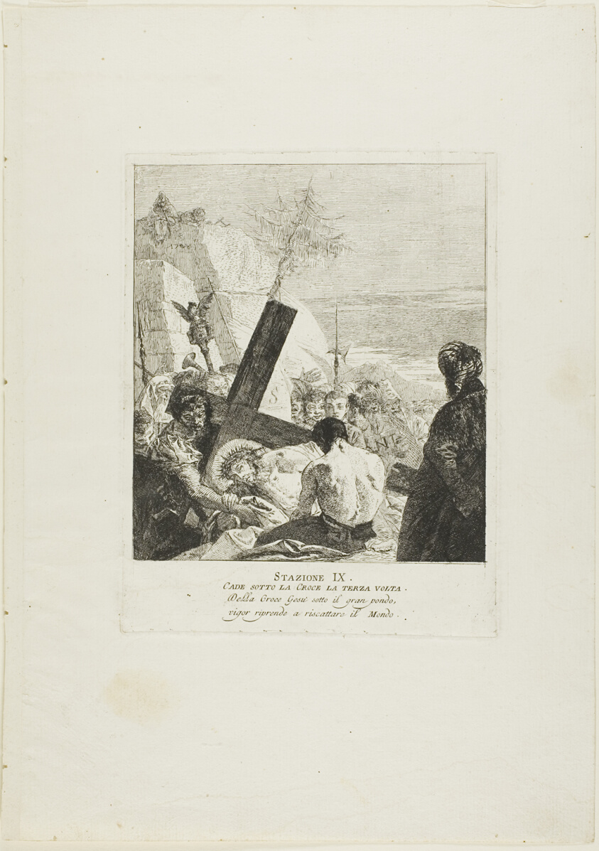Christ Falls Beneath the Cross for the Third Time, plate nine from Stations of the Cross