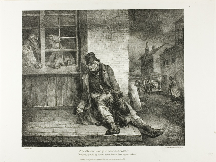 Pity the Sorrows of a Poor Old Man!... plate 2 from Various Subjects Drawn from Life and on Stone (The English Suite)