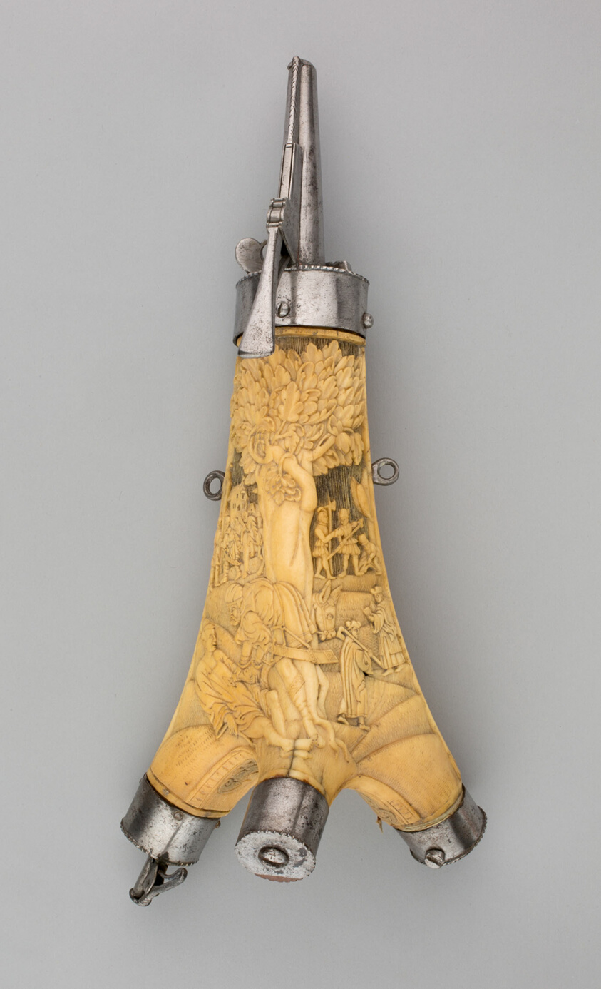 Powder Flask Carved with the Parable of the Good Samaritan