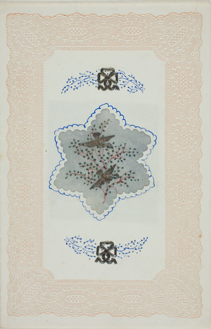 Untitled Valentine (Silver Birds on Blue)