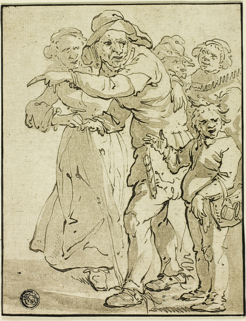 Old Man Pointing Left, plate 8 from Dessins des meilleurs Peintres d'Italie, d'Allemagne et des Pay-Bas Tirés de divers célebres Cabinets