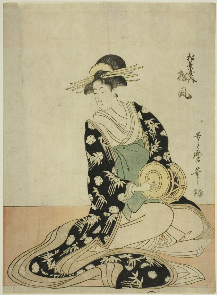 The Courtesan Matsukaze of the Matsubaya, from an untitled series of courtesans of the Matsubaya as five musicians