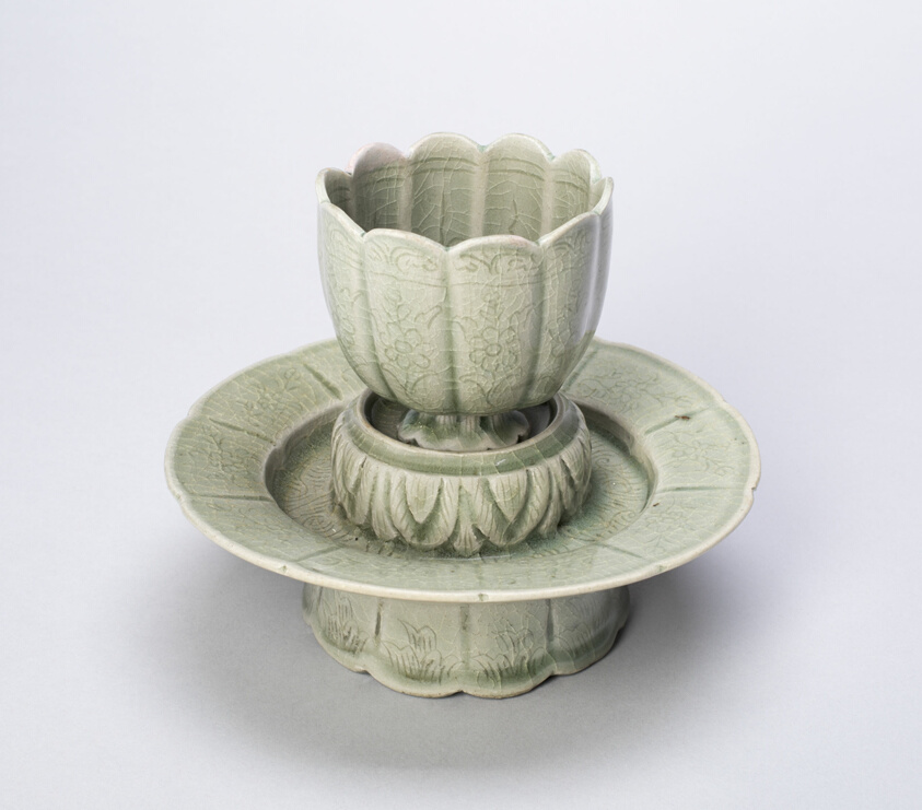 Lobed Cup and Stand with Floral Motifs