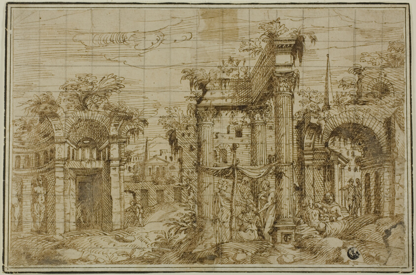 Ruins of Roman Forum, with Figures