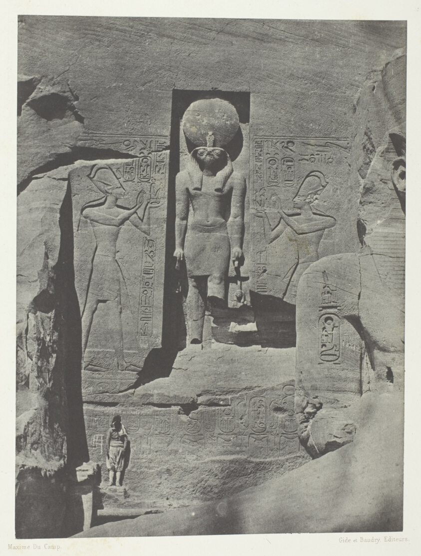 Ibsamboul, Sculptures de l'Entrée du Spéos de Phrè, Nubie, plate 105 from the album "Egypte, Nubie, Palestine et Syrie" (1852)