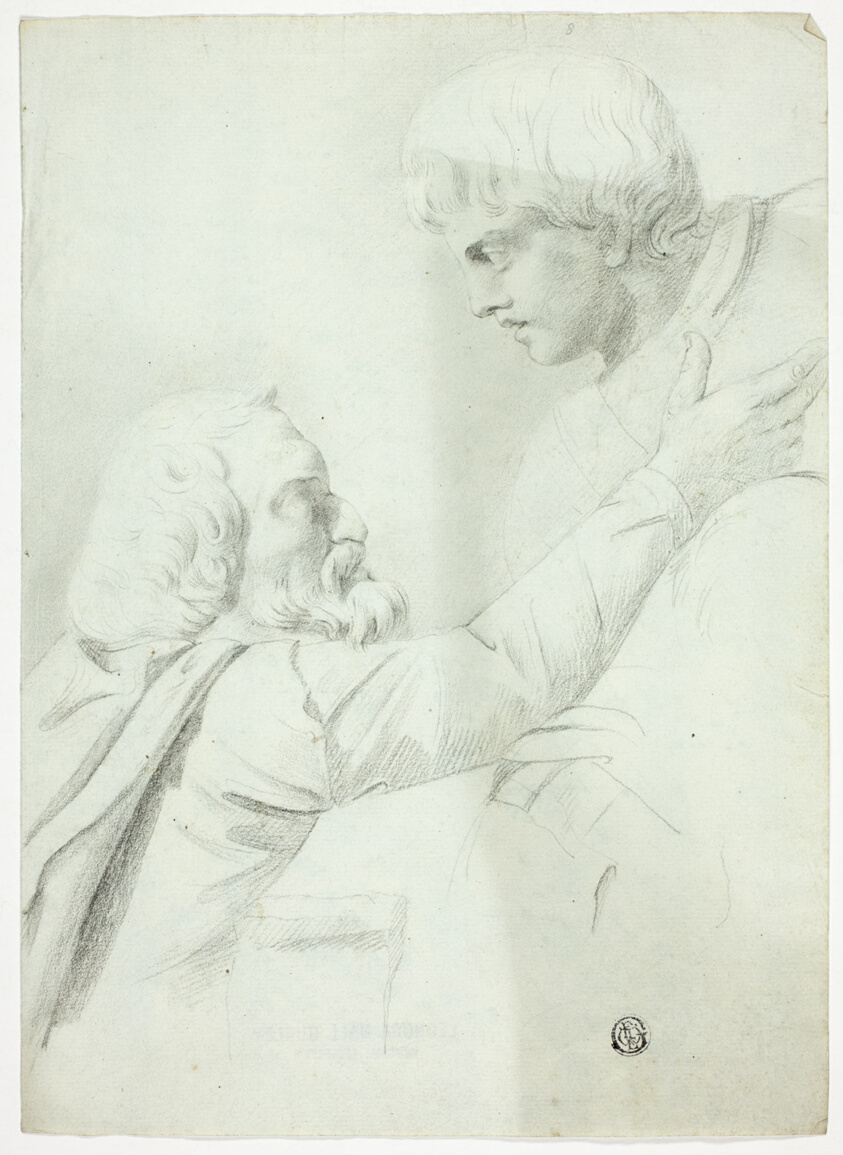 Study from the antique: a bearded man and a boy