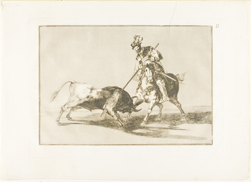 The Cid Campeador spearing another bull, plate eleven from The Art of Bullfighting