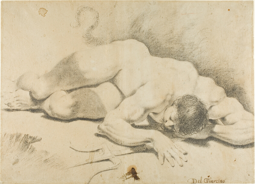 Reclining Male Nude, with Trident