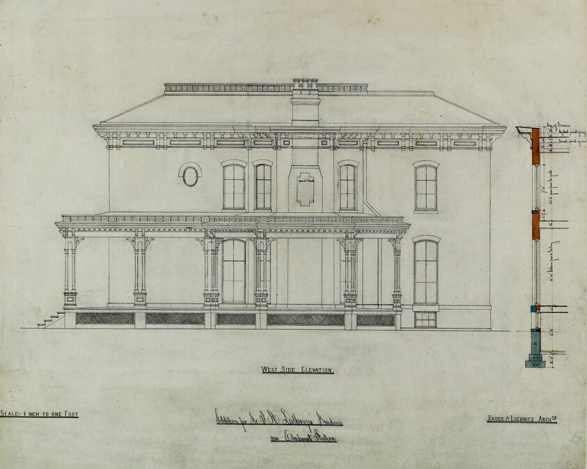 Joseph H. Lathrop House Addition, Elmhurst, Illinois, Elevation and Section