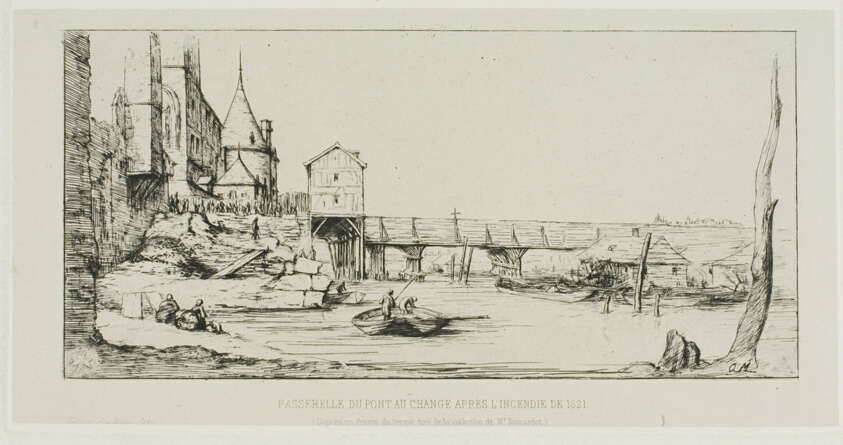 The Footbridge Temporarily Replacing the Pont-au-Change, Paris, After the Fire of 1621