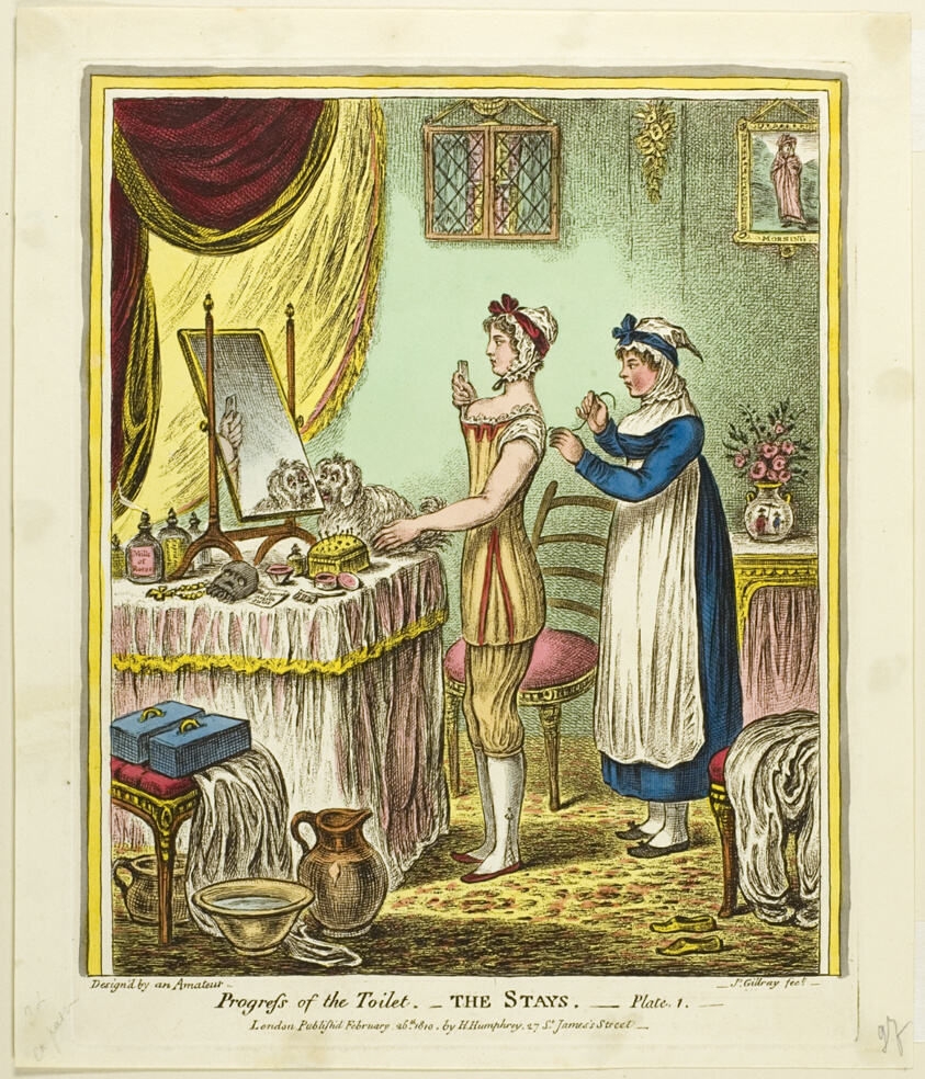 The Stays, plate one from Progress of the Toilet