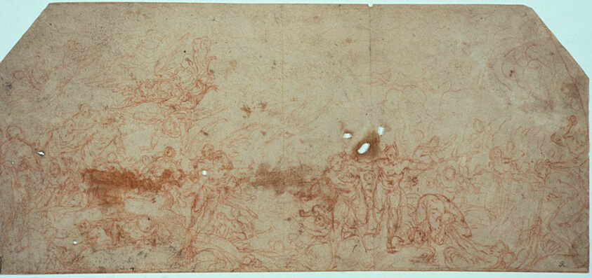 Sketch for the Last Judgment (recto); Head Study (verso)