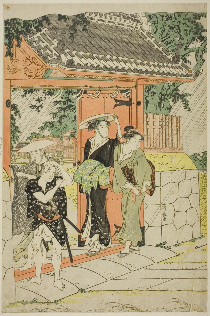 Sudden Shower at Mimeguri Shrine