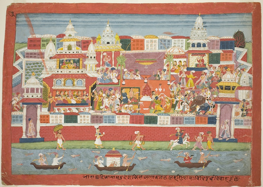 Krishna's Marriage to Kalinda, page from a Dispersed Bhagavata Purana manuscript
