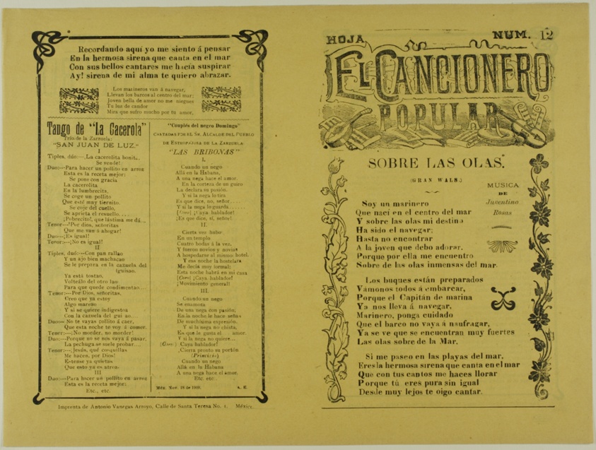 El cancionero popular, hoja num. 12 (The Popular Songbook, Sheet No. 12)