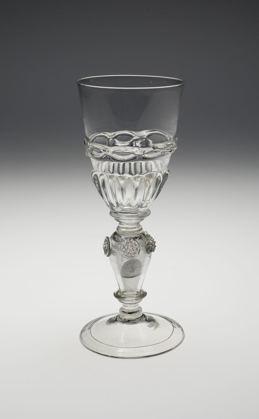Wineglass Containing Two Uncirculated Charles II Silver Coins Dated 1670 and 1671