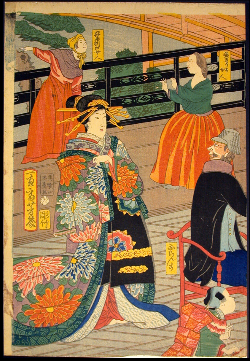 Picture of a Banquet of People of Five Nations at the Gankiro Teahouse (Gokakoku gankiro ni oite sakamori no zu)