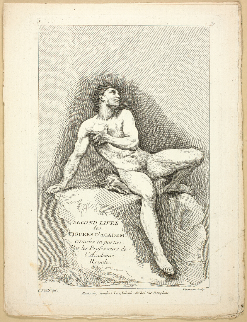 Title-page and page 40, from Second Livre de Figures d'Academies Gravées en Partie par les Professeurs de l’Académie Royale