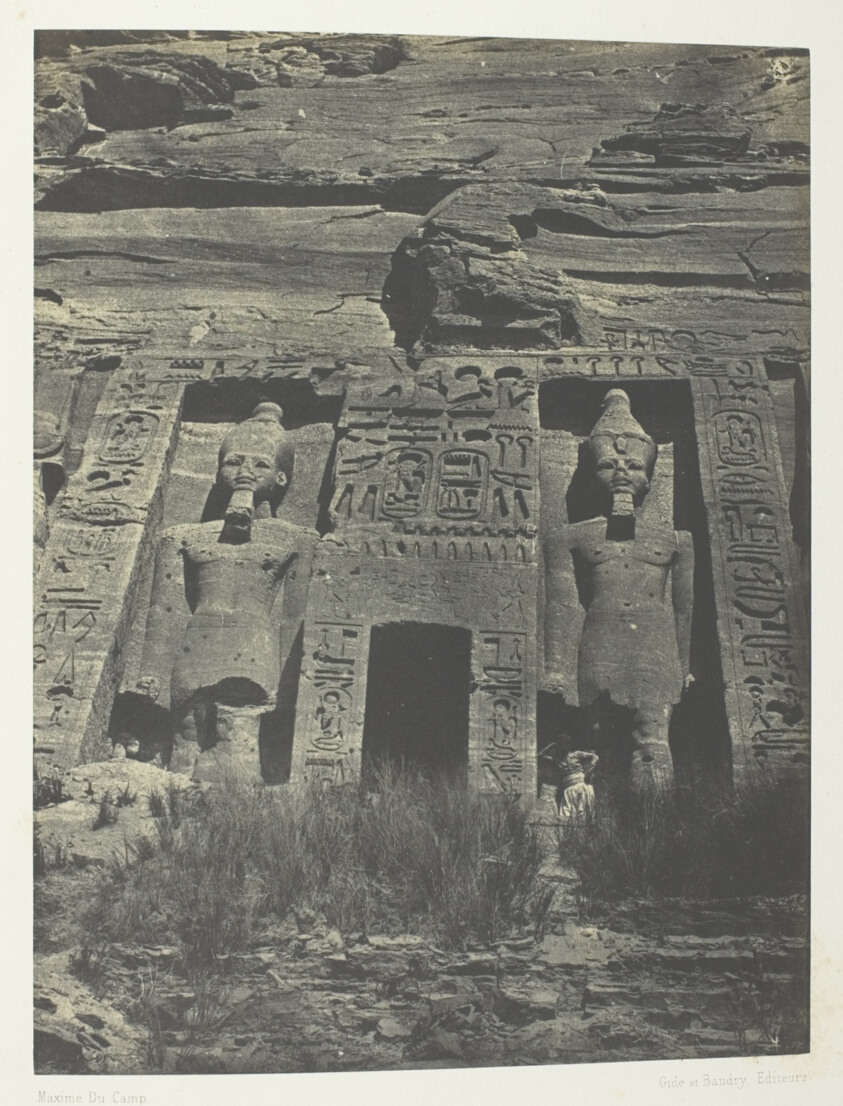Ibsamboul, Entrée De Spéos D'Hathor; Nubie, plate 109 from the album "Egypte, Nubie, Palestine et Syrie" (1852)