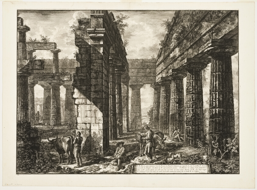 Interior view of the remains of one of the pronaoi of the Temple of Neptune which faces inland, from Different views of Paestum