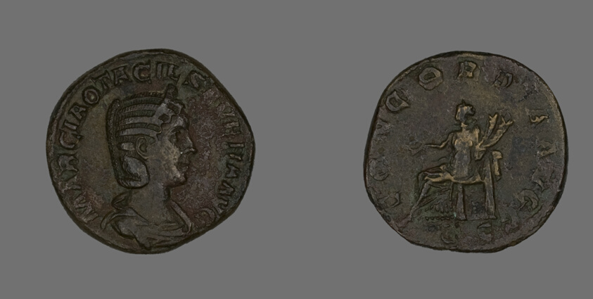 Sestertius (Coin) Portraying Empress Marcia Otacilia Severa
